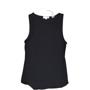NWT VINCE Stretch Rib Tank Top Black L /Scoop Neck Minimalist Knit